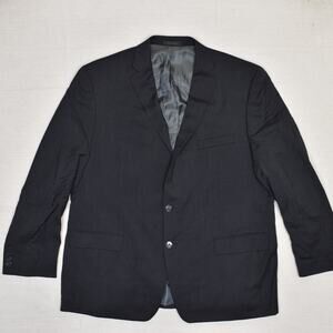 Calvin Klein Men's Two Button Blazer Sport Coat Jacket 100% Wool Black Size 48R